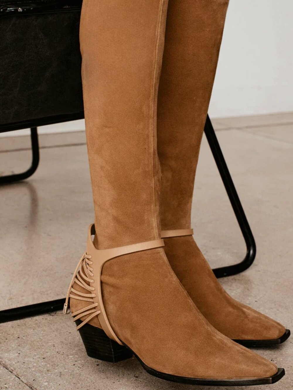 Daniella Sheval Caro Tall Suede Brown Boots Sz 38.5 Western